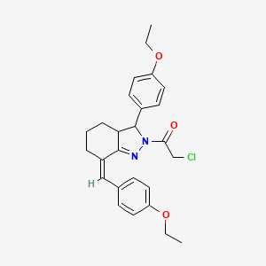 2-Chloro-1-[(7Z)-3-(4-ethoxyphenyl)-7-[(4-ethoxyphenyl)methylidene]-3A,4,5,6-tetrahydro-3H-indazol-2-YL]ethanone