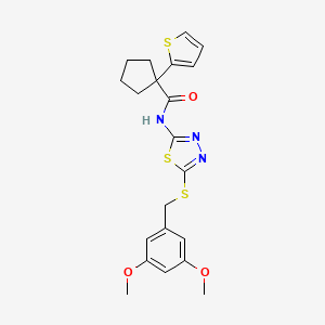 N-(5-((3,5-dimethoxybenzyl)thio)-1,3,4-thiadiazol-2-yl)-1-(thiophen-2-yl)cyclopentanecarboxamide