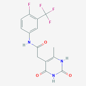 molecular formula C14H11F4N3O3 B2381723 N-(4-fluoro-3-(trifluoromethyl)phenyl)-2-(6-methyl-2,4-dioxo-1,2,3,4-tetrahydropyrimidin-5-yl)acetamide CAS No. 1203342-98-6