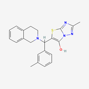 molecular formula C22H22N4OS B2381727 5-((3,4-dihydroisoquinolin-2(1H)-yl)(m-tolyl)methyl)-2-methylthiazolo[3,2-b][1,2,4]triazol-6-ol CAS No. 869344-43-4