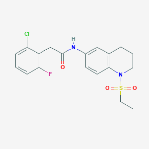 molecular formula C19H20ClFN2O3S B2381734 2-(2-chloro-6-fluorophenyl)-N-(1-(ethylsulfonyl)-1,2,3,4-tetrahydroquinolin-6-yl)acetamide CAS No. 1448027-82-4