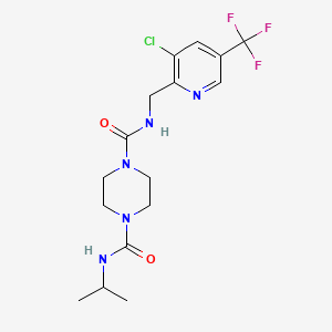 molecular formula C16H21ClF3N5O2 B2381735 N1-{[3-chloro-5-(trifluoromethyl)pyridin-2-yl]methyl}-N4-(propan-2-yl)piperazine-1,4-dicarboxamide CAS No. 2061171-87-5