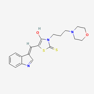 molecular formula C19H21N3O2S2 B2381743 (Z)-5-((1H-indol-3-yl)methylene)-3-(3-morpholinopropyl)-2-thioxothiazolidin-4-one CAS No. 861634-84-6