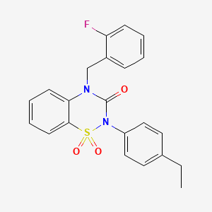 molecular formula C22H19FN2O3S B2381747 2-(4-ethylphenyl)-4-(2-fluorobenzyl)-2H-1,2,4-benzothiadiazin-3(4H)-one 1,1-dioxide CAS No. 941876-75-1