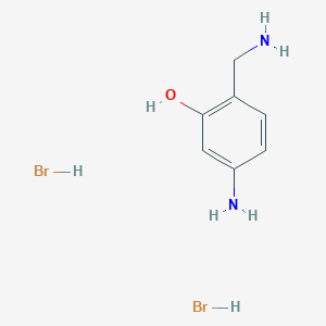 molecular formula C7H12Br2N2O B2381748 5-氨基-2-(氨基甲基)苯酚二氢溴酸盐 CAS No. 2172572-90-4