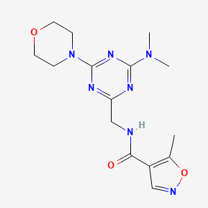 molecular formula C15H21N7O3 B2381753 N-((4-(dimethylamino)-6-morpholino-1,3,5-triazin-2-yl)methyl)-5-methylisoxazole-4-carboxamide CAS No. 2034409-02-2