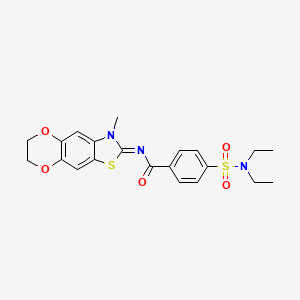 molecular formula C21H23N3O5S2 B2381757 (E)-4-(N,N-diethylsulfamoyl)-N-(3-methyl-6,7-dihydro-[1,4]dioxino[2',3':4,5]benzo[1,2-d]thiazol-2(3H)-ylidene)benzamide CAS No. 1321726-52-6