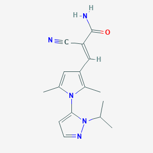 molecular formula C16H19N5O B2381761 (E)-2-cyano-3-[2,5-dimethyl-1-(2-propan-2-ylpyrazol-3-yl)pyrrol-3-yl]prop-2-enamide CAS No. 1062224-13-8