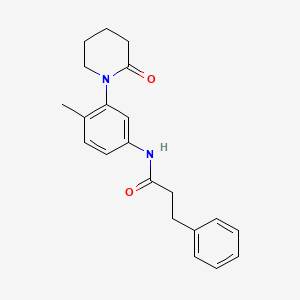 molecular formula C21H24N2O2 B2381763 N-(4-methyl-3-(2-oxopiperidin-1-yl)phenyl)-3-phenylpropanamide CAS No. 941873-16-1