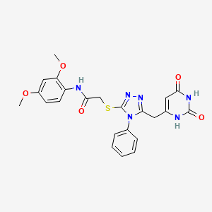 molecular formula C23H22N6O5S B2381764 N-(2,4-dimethoxyphenyl)-2-((5-((2,6-dioxo-1,2,3,6-tetrahydropyrimidin-4-yl)methyl)-4-phenyl-4H-1,2,4-triazol-3-yl)thio)acetamide CAS No. 852046-81-2