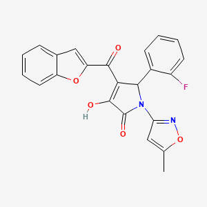 molecular formula C23H15FN2O5 B2381765 4-(benzofuran-2-carbonyl)-5-(2-fluorophenyl)-3-hydroxy-1-(5-methylisoxazol-3-yl)-1H-pyrrol-2(5H)-one CAS No. 618877-23-9