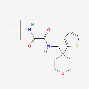 molecular formula C16H24N2O3S B2381787 N1-(tert-butyl)-N2-((4-(thiophen-2-yl)tetrahydro-2H-pyran-4-yl)methyl)oxalamide CAS No. 1091417-27-4