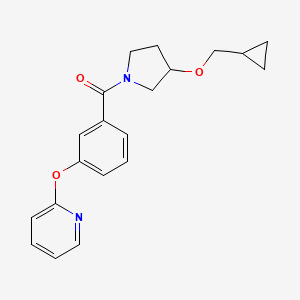 molecular formula C20H22N2O3 B2381795 (3-(Cyclopropylmethoxy)pyrrolidin-1-yl)(3-(pyridin-2-yloxy)phenyl)methanone CAS No. 2034520-39-1