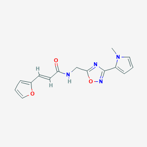 molecular formula C15H14N4O3 B2381805 (E)-3-(furan-2-yl)-N-((3-(1-methyl-1H-pyrrol-2-yl)-1,2,4-oxadiazol-5-yl)methyl)acrylamide CAS No. 2035001-25-1