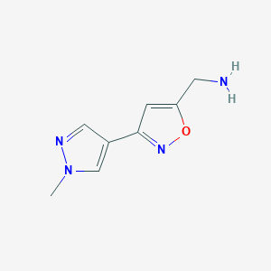 molecular formula C8H10N4O B2381807 (3-(1-Methyl-1H-pyrazol-4-yl)isoxazol-5-yl)methanamine CAS No. 1174849-23-0