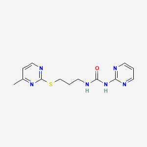 molecular formula C13H16N6OS B2381809 1-[3-(4-甲基嘧啶-2-基)硫烷基丙基]-3-嘧啶-2-基脲 CAS No. 899740-69-3