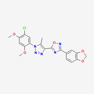 molecular formula C20H16ClN5O5 B2381814 3-(1,3-benzodioxol-5-yl)-5-[1-(5-chloro-2,4-dimethoxyphenyl)-5-methyl-1H-1,2,3-triazol-4-yl]-1,2,4-oxadiazole CAS No. 950469-11-1