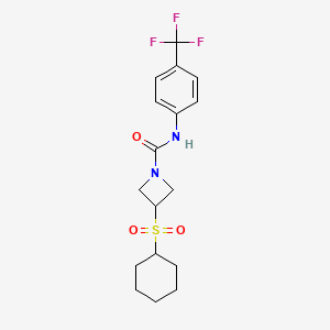 molecular formula C17H21F3N2O3S B2381822 3-(cyclohexylsulfonyl)-N-(4-(trifluoromethyl)phenyl)azetidine-1-carboxamide CAS No. 1797845-20-5