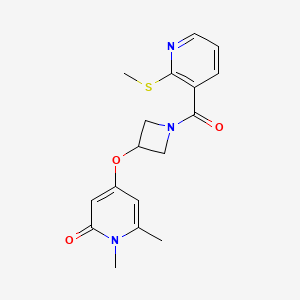 molecular formula C17H19N3O3S B2381828 1,6-二甲基-4-((1-(2-(甲硫基)烟酰基)氮杂环丁-3-基)氧基)吡啶-2(1H)-酮 CAS No. 2034273-15-7