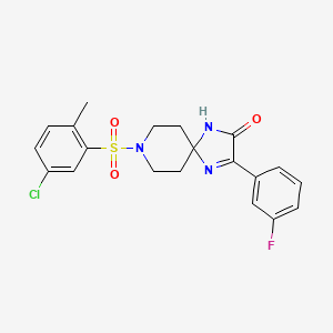 molecular formula C20H19ClFN3O3S B2381831 8-((5-Chloro-2-methylphenyl)sulfonyl)-3-(3-fluorophenyl)-1,4,8-triazaspiro[4.5]dec-3-en-2-one CAS No. 1190023-76-7
