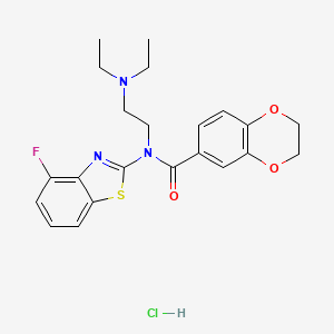 molecular formula C22H25ClFN3O3S B2381835 N-(2-(diethylamino)ethyl)-N-(4-fluorobenzo[d]thiazol-2-yl)-2,3-dihydrobenzo[b][1,4]dioxine-6-carboxamide hydrochloride CAS No. 1321743-89-8