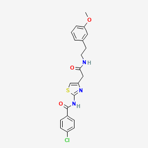 molecular formula C21H20ClN3O3S B2381838 4-chloro-N-(4-(2-((3-methoxyphenethyl)amino)-2-oxoethyl)thiazol-2-yl)benzamide CAS No. 921585-60-6