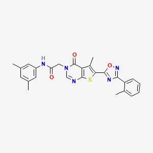 molecular formula C26H23N5O3S B2381841 N-(3,5-dimethylphenyl)-2-(5-methyl-4-oxo-6-(3-(o-tolyl)-1,2,4-oxadiazol-5-yl)thieno[2,3-d]pyrimidin-3(4H)-yl)acetamide CAS No. 1242881-48-6