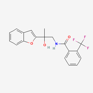 molecular formula C19H16F3NO3 B2381842 N-(2-(benzofuran-2-yl)-2-hydroxypropyl)-2-(trifluoromethyl)benzamide CAS No. 2034600-33-2