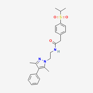 N-(2-(3,5-dimethyl-4-phenyl-1H-pyrazol-1-yl)ethyl)-2-(4-(isopropylsulfonyl)phenyl)acetamide