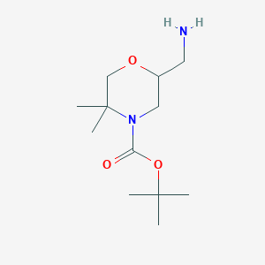 molecular formula C12H24N2O3 B2381872 Tert-butyl 2-(aminomethyl)-5,5-dimethylmorpholine-4-carboxylate CAS No. 2168976-91-6