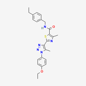 molecular formula C25H27N5O2S B2381878 2-(1-(4-ethoxyphenyl)-5-methyl-1H-1,2,3-triazol-4-yl)-N-(4-ethylbenzyl)-4-methylthiazole-5-carboxamide CAS No. 1207016-50-9