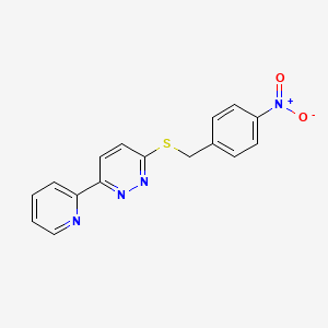 molecular formula C16H12N4O2S B2381889 3-((4-硝基苄基)硫代)-6-(吡啶-2-基)哒嗪 CAS No. 894003-72-6