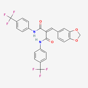 molecular formula C25H16F6N2O4 B2381890 2-(1,3-苯并二氧杂环-5-亚甲基)-N~1~,N~3~-双[4-(三氟甲基)苯基]丙二酰胺 CAS No. 866008-52-8