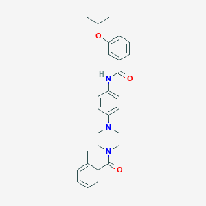 molecular formula C28H31N3O3 B238190 3-isopropoxy-N-{4-[4-(2-methylbenzoyl)-1-piperazinyl]phenyl}benzamide 
