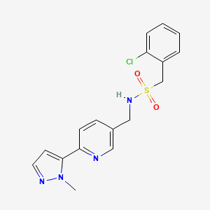 molecular formula C17H17ClN4O2S B2381900 1-(2-chlorophenyl)-N-{[6-(1-methyl-1H-pyrazol-5-yl)pyridin-3-yl]methyl}methanesulfonamide CAS No. 2097914-59-3