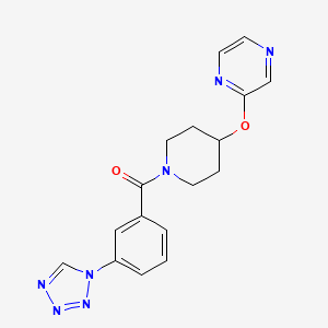 molecular formula C17H17N7O2 B2381902 (3-(1H-tetrazol-1-yl)phenyl)(4-(pyrazin-2-yloxy)piperidin-1-yl)methanone CAS No. 1448046-44-3