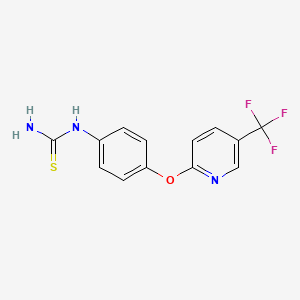 molecular formula C13H10F3N3OS B2381915 (4-{[5-(Trifluoromethyl)pyridin-2-yl]oxy}phenyl)thiourea CAS No. 237386-04-8