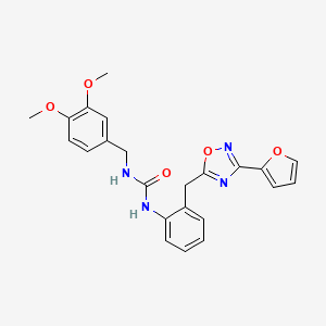 molecular formula C23H22N4O5 B2381919 1-(3,4-Dimethoxybenzyl)-3-(2-((3-(furan-2-yl)-1,2,4-oxadiazol-5-yl)methyl)phenyl)urea CAS No. 1797268-05-3