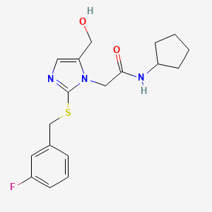 N-cyclopentyl-2-(2-((3-fluorobenzyl)thio)-5-(hydroxymethyl)-1H-imidazol-1-yl)acetamide