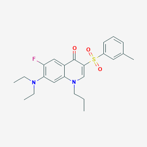 molecular formula C23H27FN2O3S B2381921 7-(diethylamino)-6-fluoro-1-propyl-3-(m-tolylsulfonyl)quinolin-4(1H)-one CAS No. 892785-19-2