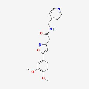 molecular formula C19H19N3O4 B2381922 2-(5-(3,4-dimethoxyphenyl)isoxazol-3-yl)-N-(pyridin-4-ylmethyl)acetamide CAS No. 953232-48-9