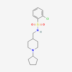 molecular formula C17H25ClN2O2S B2381932 2-chloro-N-((1-cyclopentylpiperidin-4-yl)methyl)benzenesulfonamide CAS No. 953209-16-0