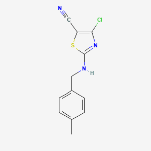 molecular formula C12H10ClN3S B2381933 4-Chloro-2-[(4-methylbenzyl)amino]-1,3-thiazole-5-carbonitrile CAS No. 866155-95-5
