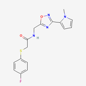 2-((4-fluorophenyl)thio)-N-((3-(1-methyl-1H-pyrrol-2-yl)-1,2,4-oxadiazol-5-yl)methyl)acetamide
