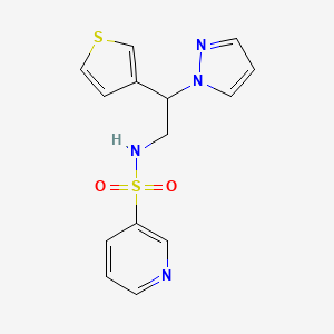 molecular formula C14H14N4O2S2 B2381942 N-[2-(1H-pyrazol-1-yl)-2-(thiophen-3-yl)ethyl]pyridine-3-sulfonamide CAS No. 2097934-79-5