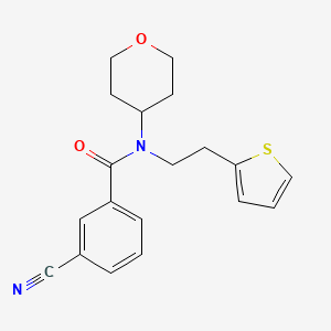3-cyano-N-(tetrahydro-2H-pyran-4-yl)-N-(2-(thiophen-2-yl)ethyl)benzamide
