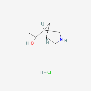 molecular formula C7H14ClNO B2381967 (1R,5S)-6-甲基-3-氮杂双环[3.1.1]庚烷-6-醇；盐酸盐 CAS No. 2567488-94-0