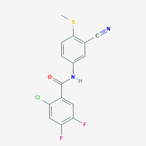 molecular formula C15H9ClF2N2OS B2381980 2-Chloro-N-(3-cyano-4-(methylsulfanyl)phenyl)-4,5-difluorobenzenecarboxamide CAS No. 320421-42-9