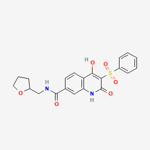 molecular formula C21H20N2O6S B2381995 4-hydroxy-2-oxo-3-(phenylsulfonyl)-N-((tetrahydrofuran-2-yl)methyl)-1,2-dihydroquinoline-7-carboxamide CAS No. 892741-72-9