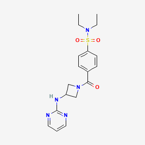 molecular formula C18H23N5O3S B2381997 N,N-二乙基-4-(3-(嘧啶-2-氨基)氮杂环丁烷-1-羰基)苯磺酰胺 CAS No. 2180010-32-4